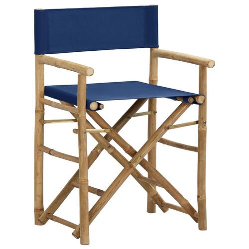 Foldbare instruktørstole 2 stk. bambus og stof blå