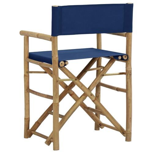 Foldbare instruktørstole 2 stk. bambus og stof blå