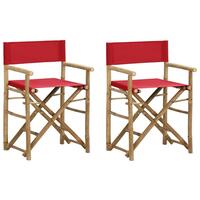 Foldbare instruktørstole 2 stk. bambus og stof rød