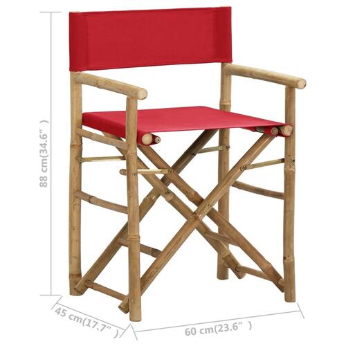 Foldbare instruktørstole 2 stk. bambus og stof rød
