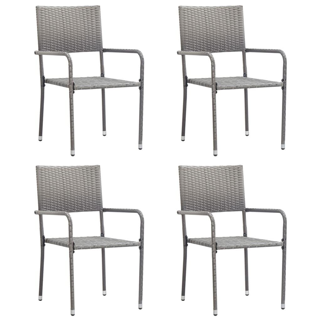 Udendørs spisebordsstole 4 stk. polyrattan antracitgrå
