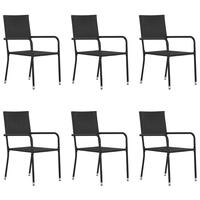 Udendørs spisebordsstole 6 stk. polyrattan sort