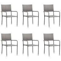 Udendørs spisebordsstole 6 stk. polyrattan antracitgrå
