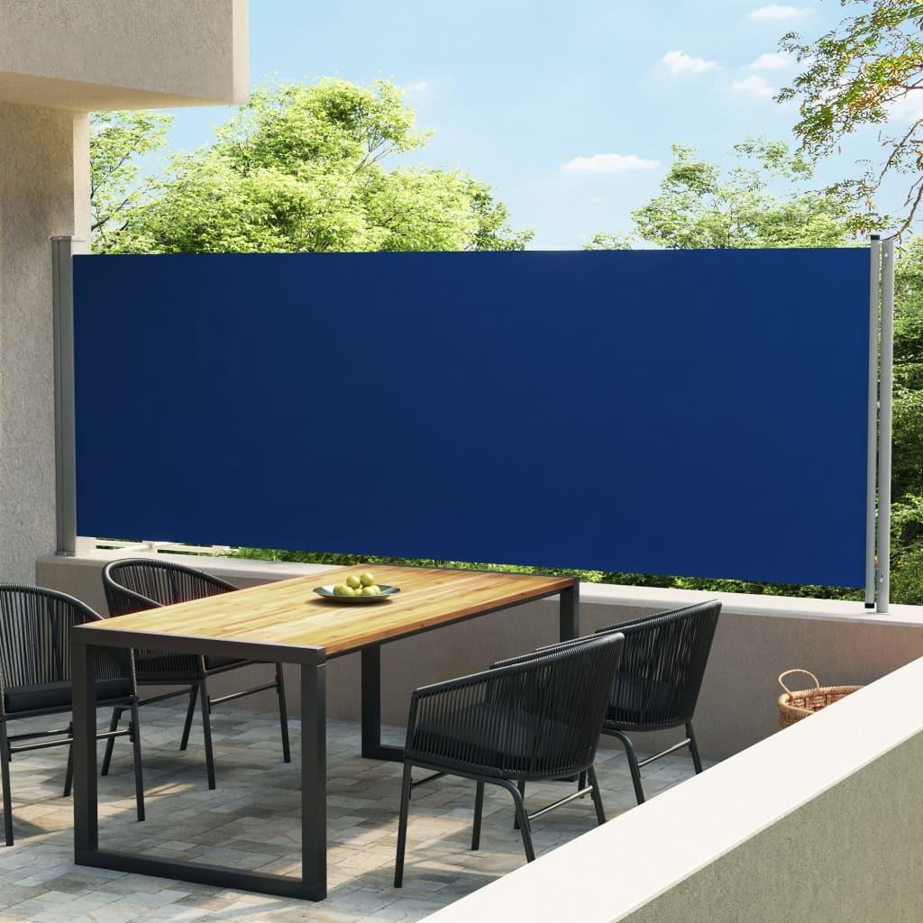 Sammenrullelig sidemarkise til terrassen 600x160 cm blå