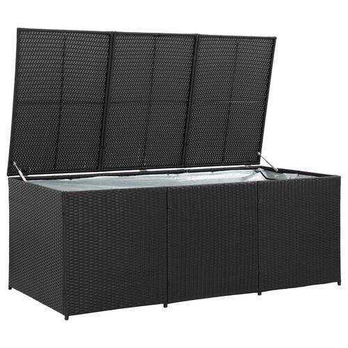 Opbevaringskasse til haven 180x90x70 cm polyrattan sort (OUTLET B)