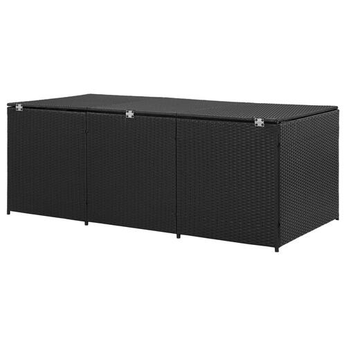 Opbevaringskasse til haven 180x90x70 cm polyrattan sort (OUTLET B)