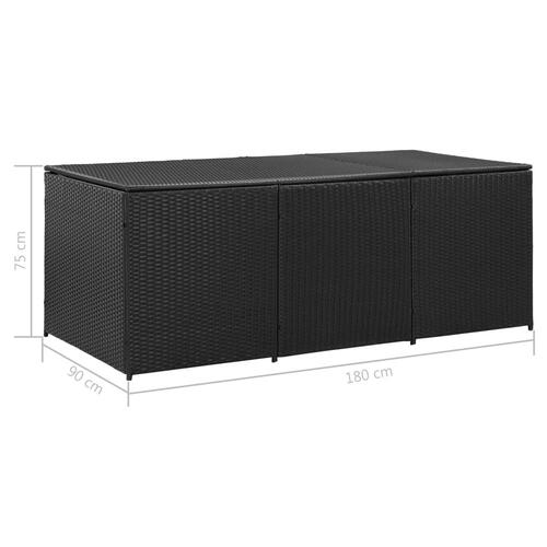 Opbevaringskasse til haven 180x90x70 cm polyrattan sort (OUTLET B)