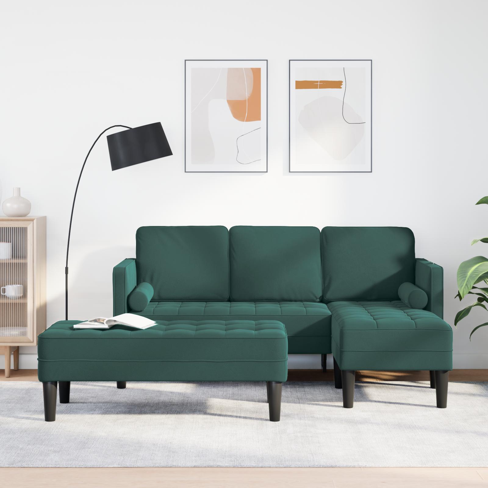 Sofa Sæt 2 stk Mørkegrøn 173 x 131 x 67 cm Fløjl