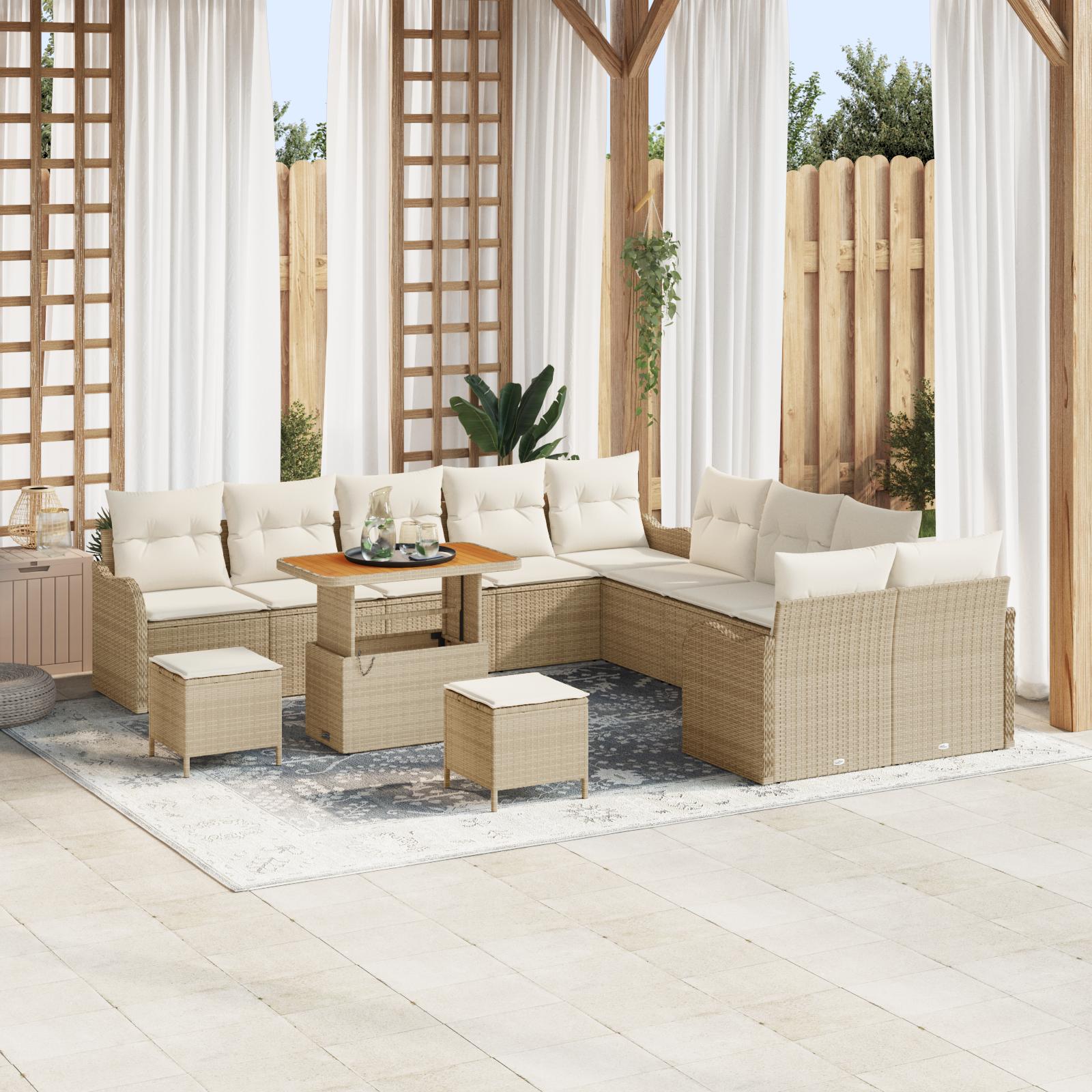 Havesofa Sæt med pude 13 stk Beige og creme 90 x 55 x 71 cm