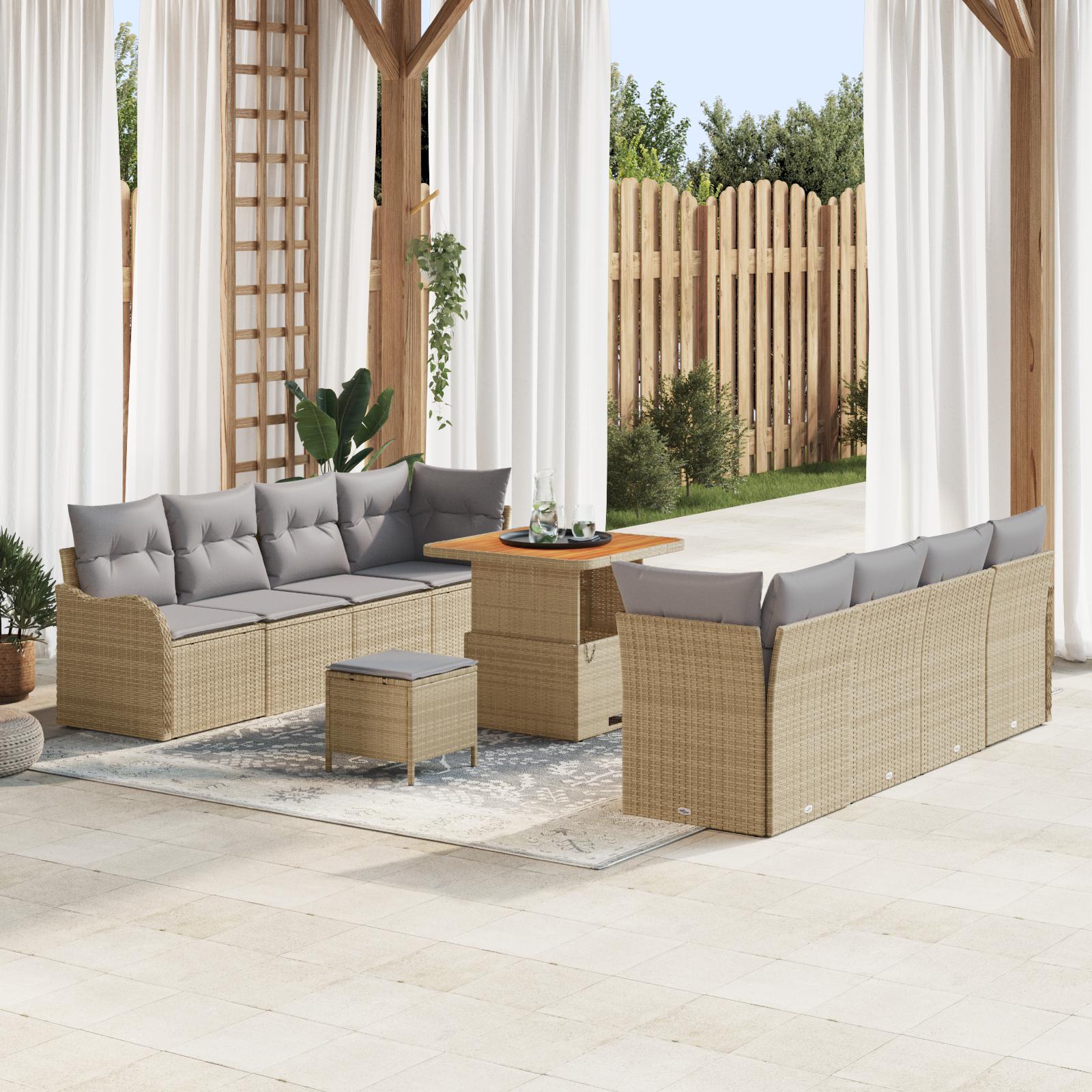 Havesofa SÃ¦t 11 stk Beige polyrattan
