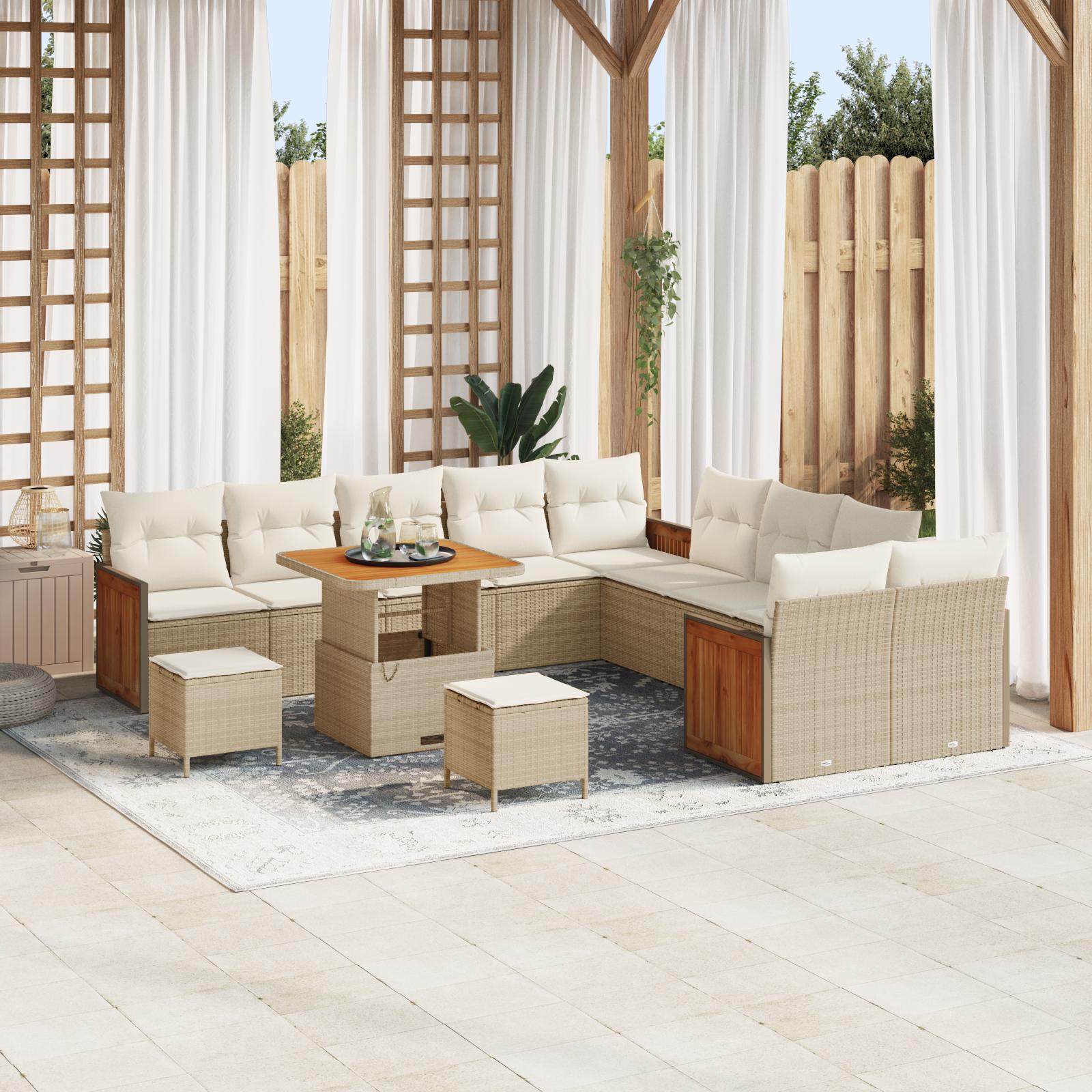 Havesofa Sæt 13 stk beige og cremefarvet 80 x 80 x 71 cm