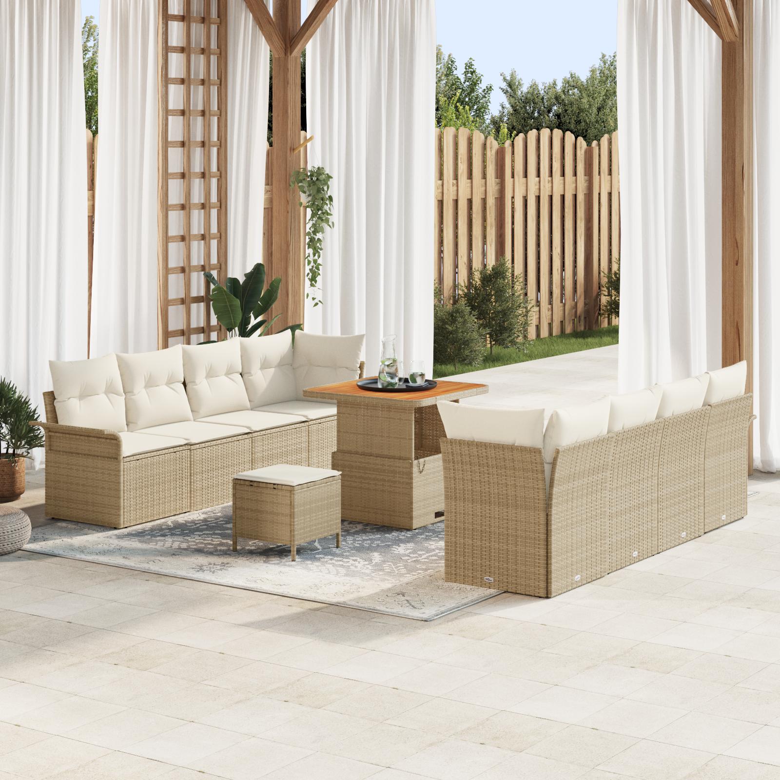 Havesofa Sæt med pude 11 stk Beige og creme 80 x 80 x 71 cm