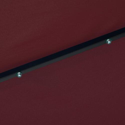 Parasol m. LED-lys og stålstang 300 cm bordeauxrød