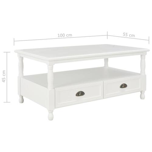 Sofabord 100 x 55 x 45 cm træ hvid