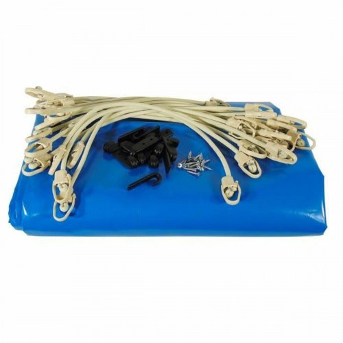 Pool overtræk blå 400 × 610 cm ottekantet