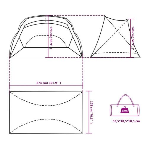 Strandtelt 274x178x170/148 cm 185T polyester havgrøn