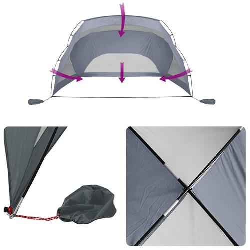 Strandtelt 274x178x170/148 cm 185T polyester grå