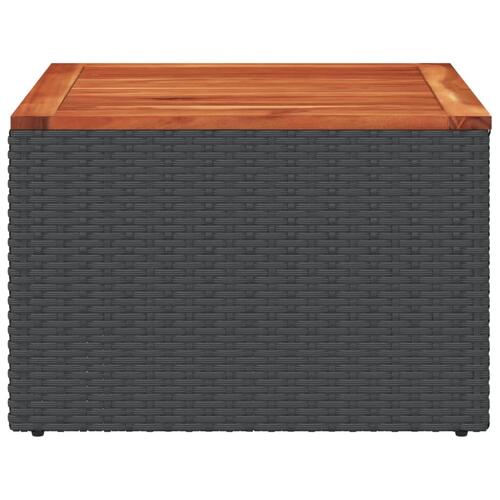 Havebord 55x55x37 cm polyrattan og akacietræ sort (OUTLET A)