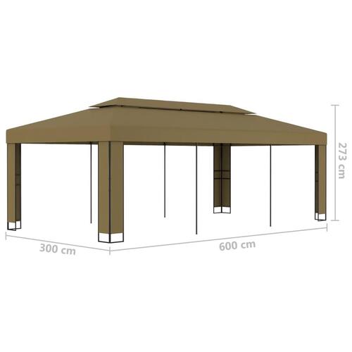 Pavillon med dobbelttag 3x6 m 180 g/m² gråbrun