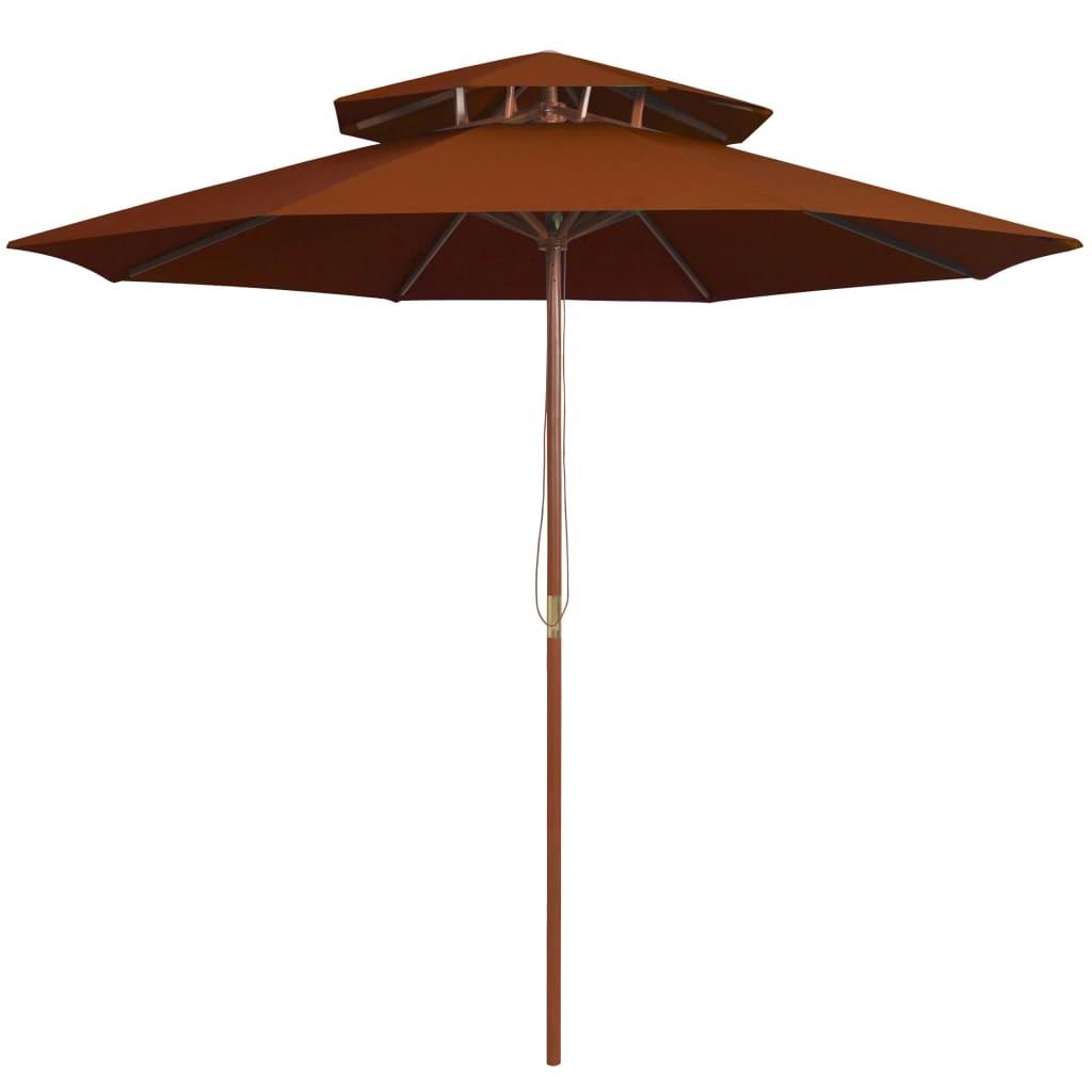 Dobbelt parasol med træstang 270 cm terrakotta
