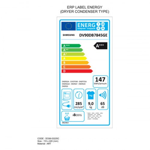 Tørretumbler kondens - Samsung DV90DB7845GEU3 9 kg Hvid