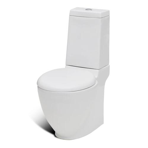 Stående toilet og bidet sæt, hvidt, keramisk