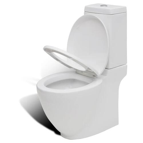 Stående toilet og bidet sæt, hvidt, keramisk
