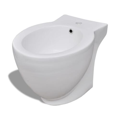 Stående toilet og bidet sæt, hvidt, keramisk