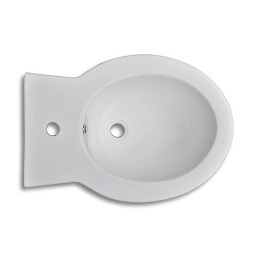 Stående toilet og bidet sæt, hvidt, keramisk
