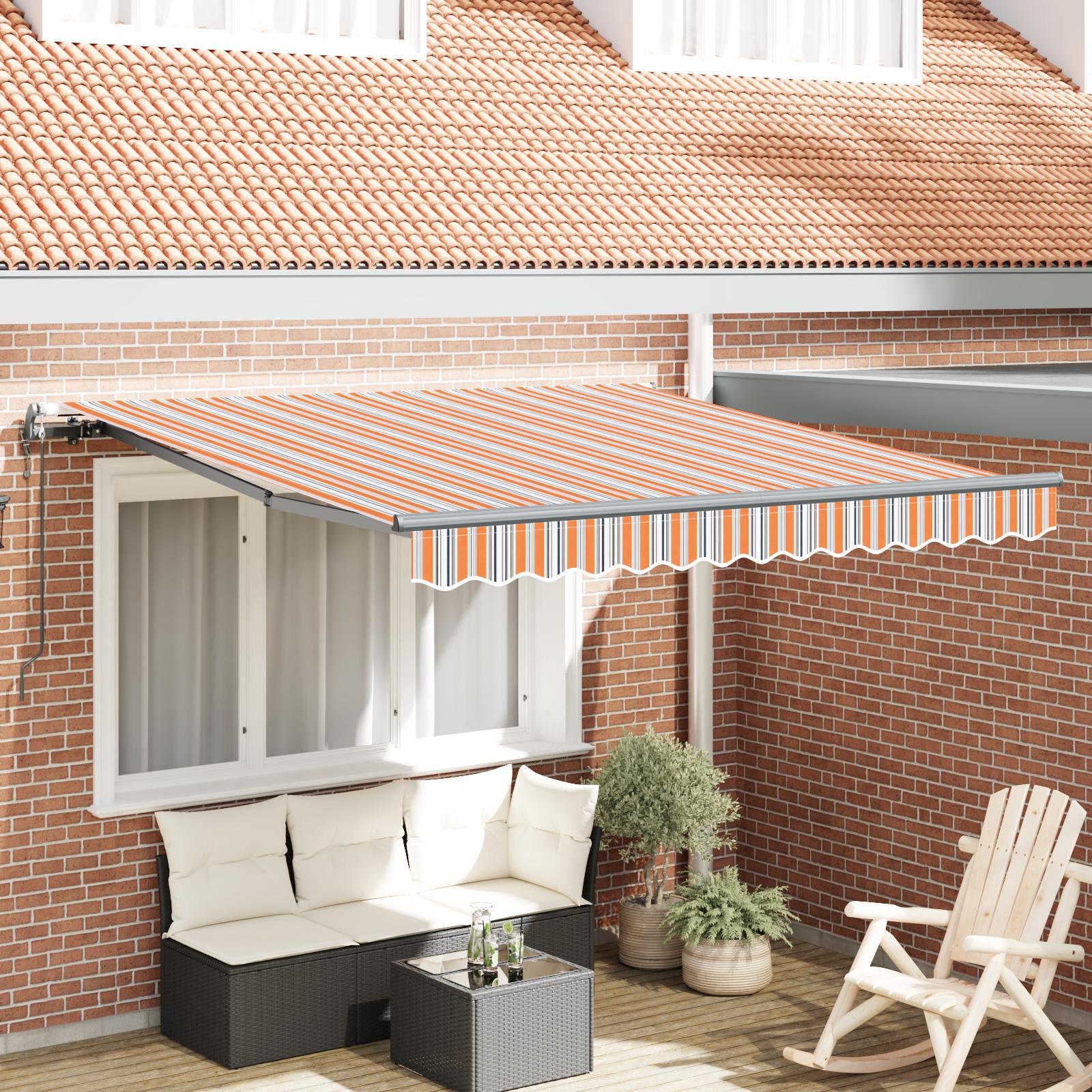 Markise Automatisk Betjening Farvet - Blå og orange / 300 x 250 cm