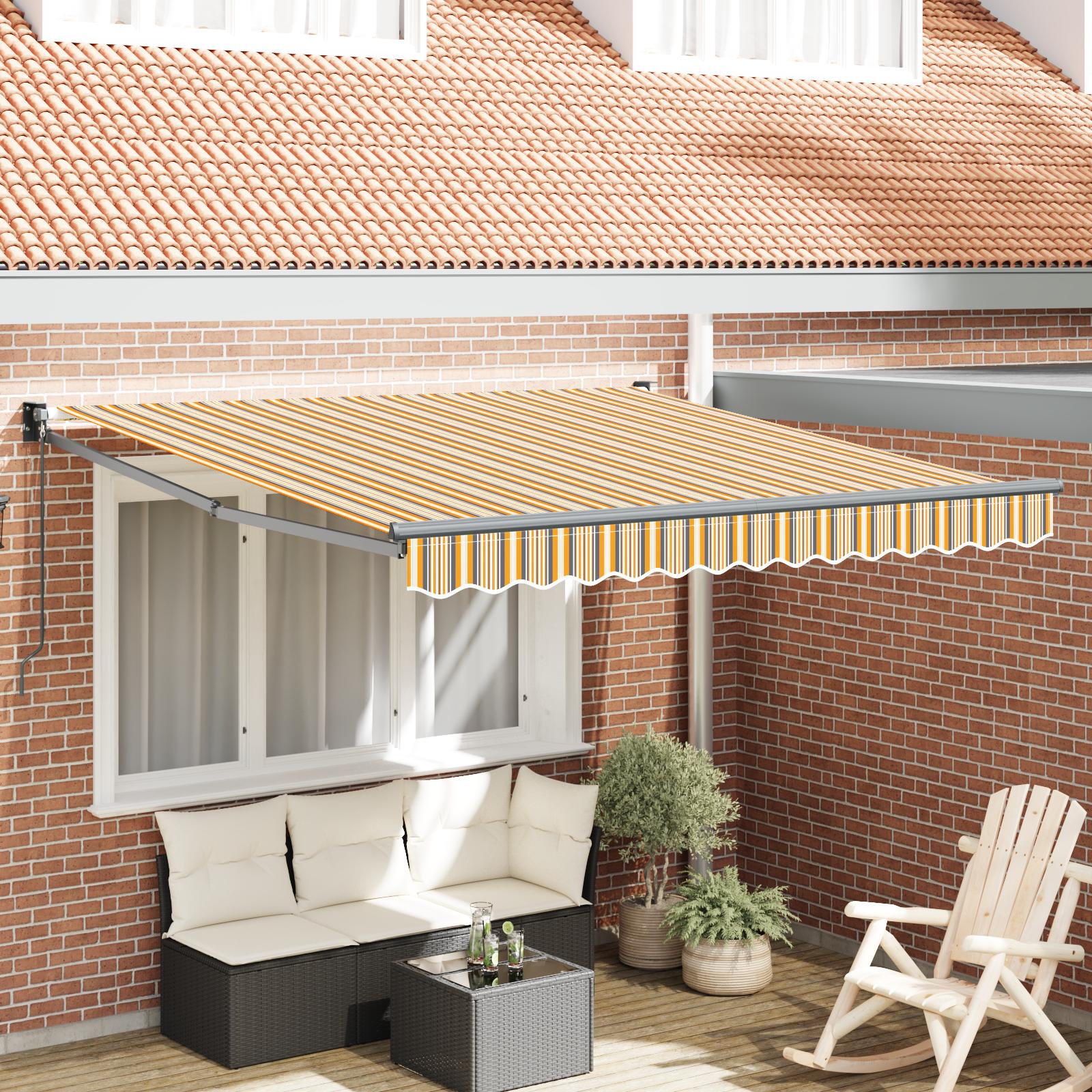 Markise Stribet Flerfarvet 3 x 2,5 m Polyester og metal
