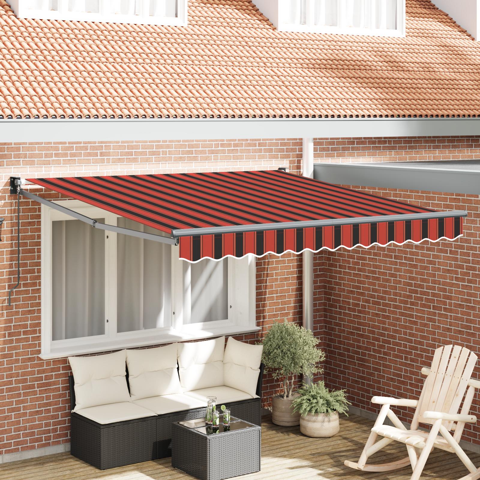 Markise Stribet Rød og sort 3,5 x 2,5 m Polyester og metal