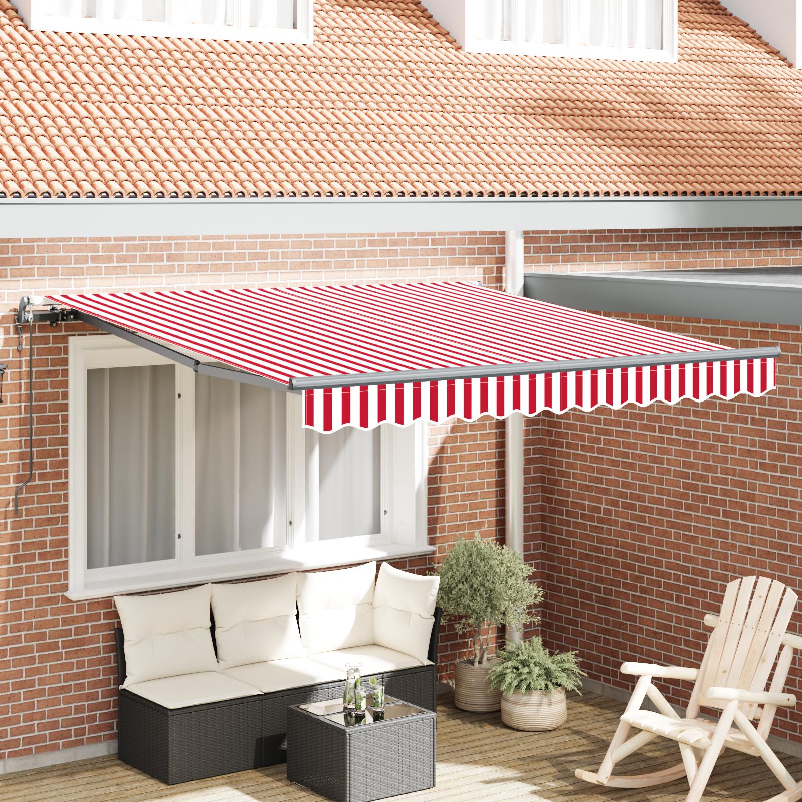 Utrækkelig Markise Rød og hvid 350 x 250 cm Stof