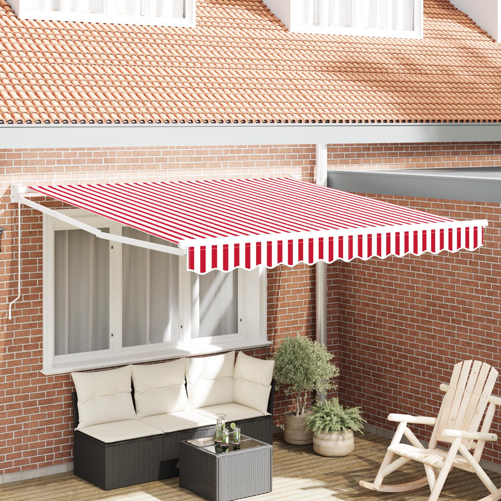 Utrækkelig Markise Rød og hvid 350 x 250 cm Stof