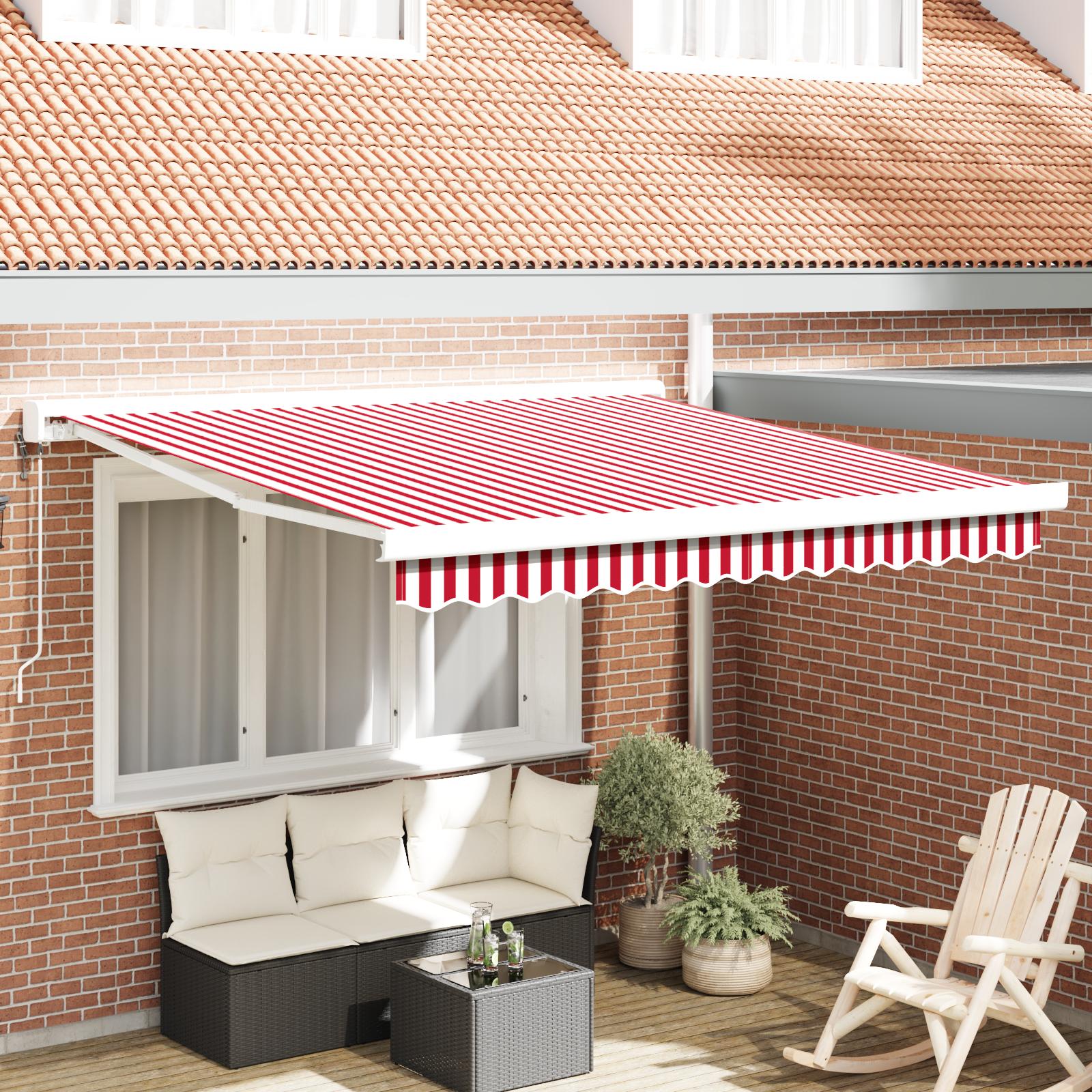 Utrækkelig Markise Rød og hvid 350 x 250 cm Stof, metal