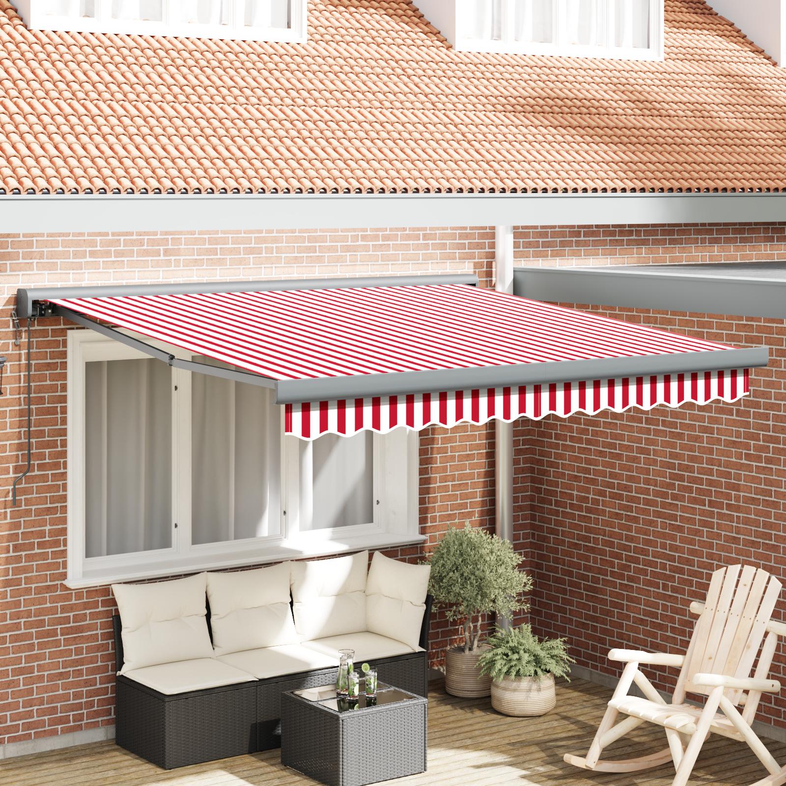 Utrækkelig Markise Rød og hvid 350 x 250 cm Stof, metal