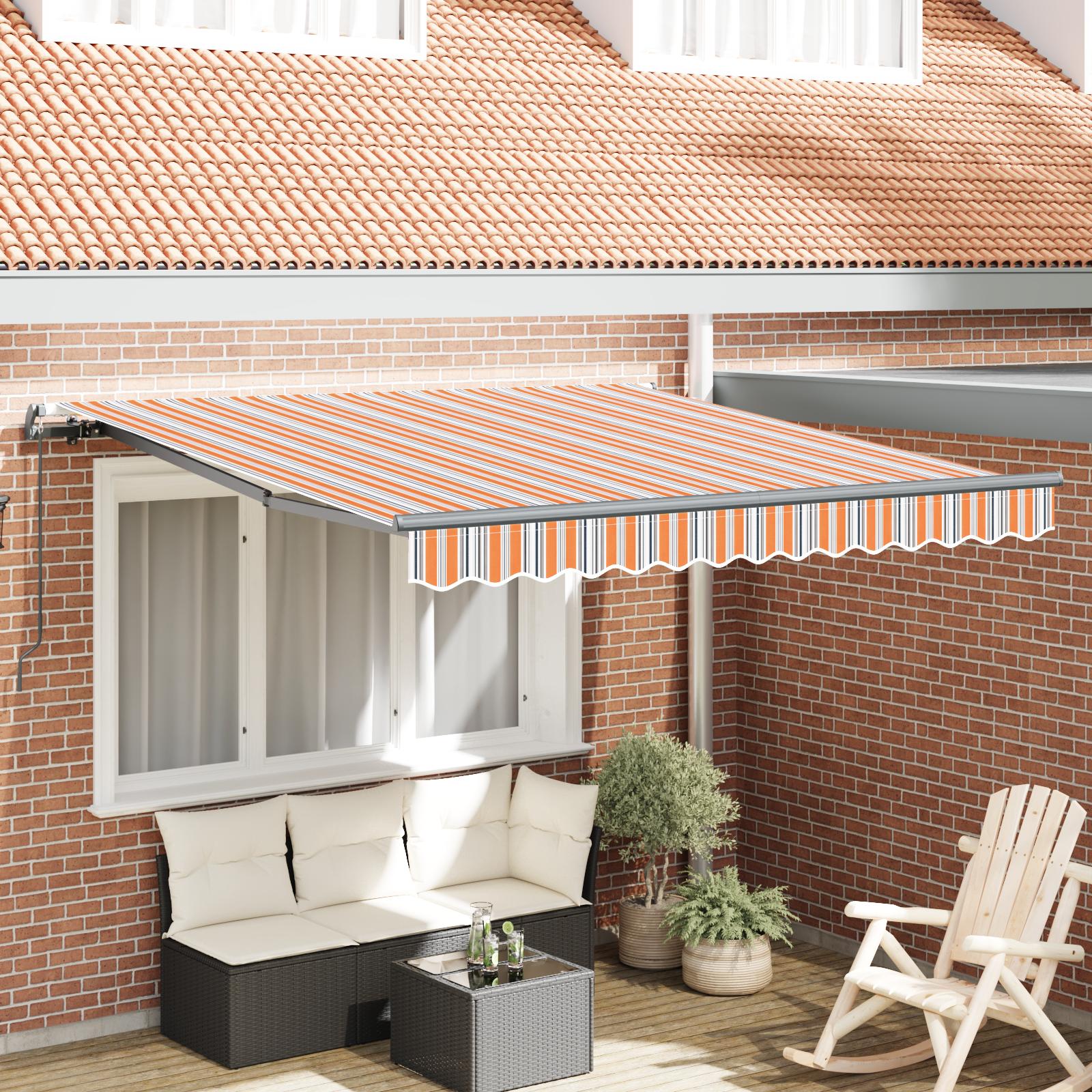 Foldemarkise Manuel Betjening - Blå og orange / 350 x 250 cm