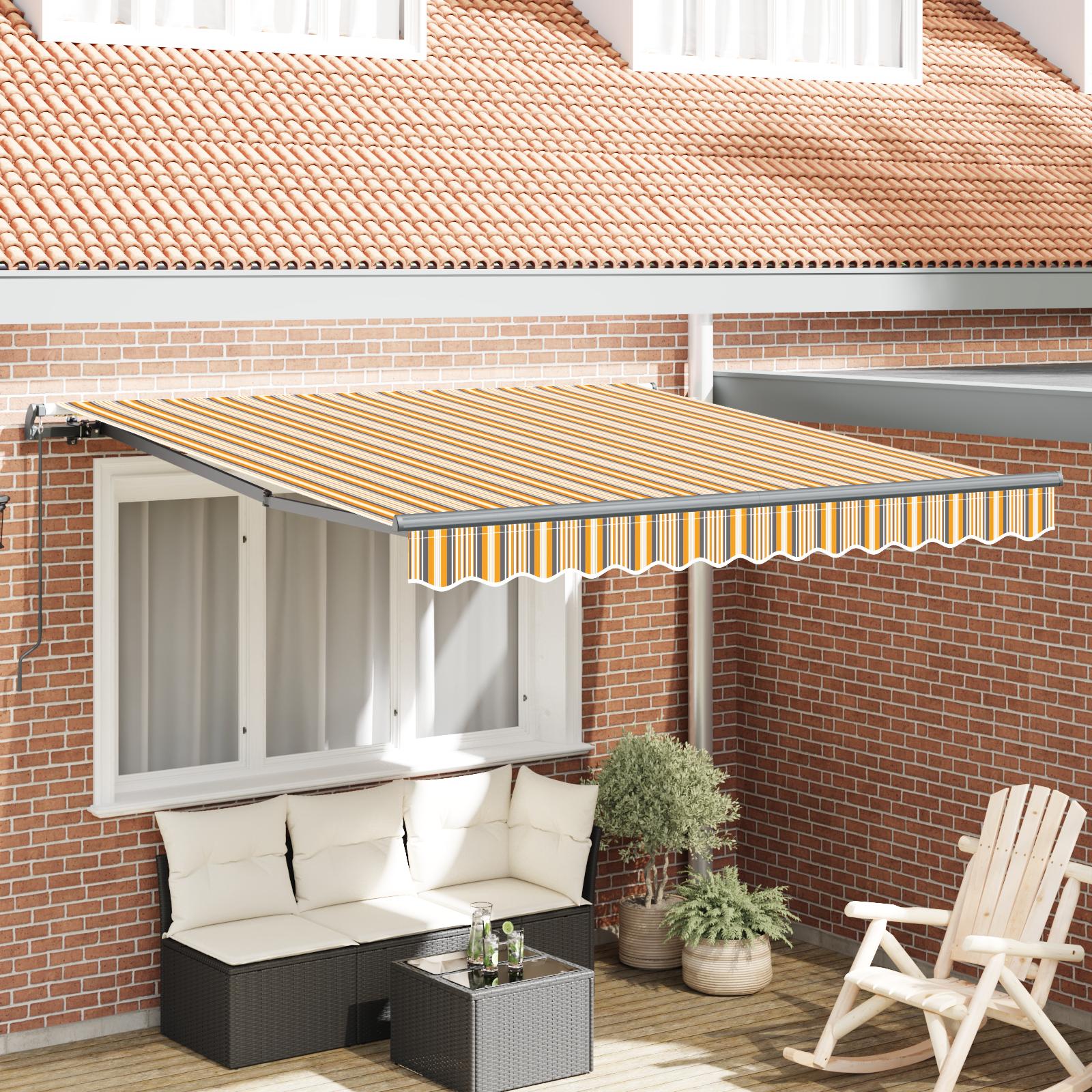 Foldemarkise Manuel Betjening - Gul/grå/hvid / 350 x 250 cm