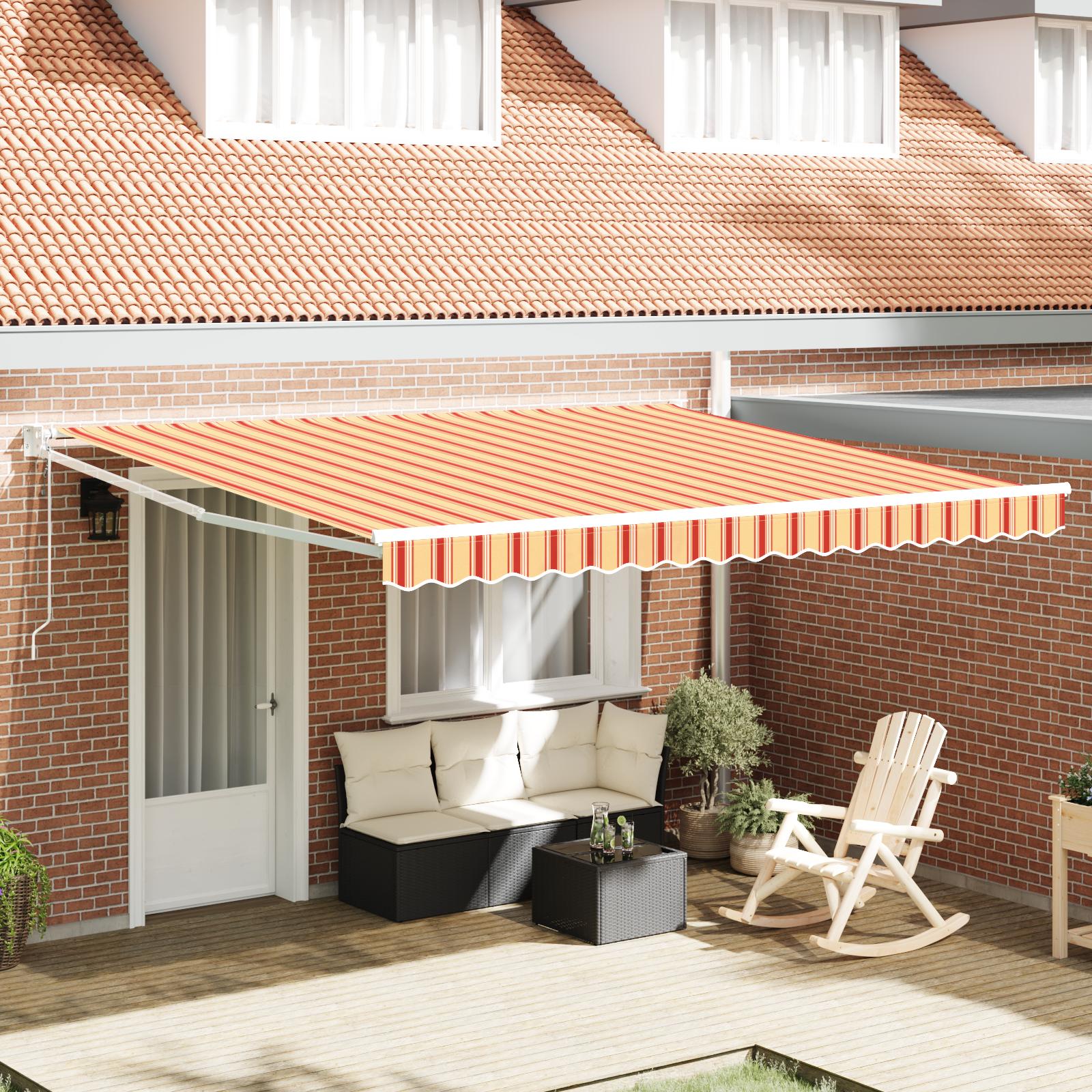 Utrækkelig Markise gul og orange 400 × 300 cm Polyester