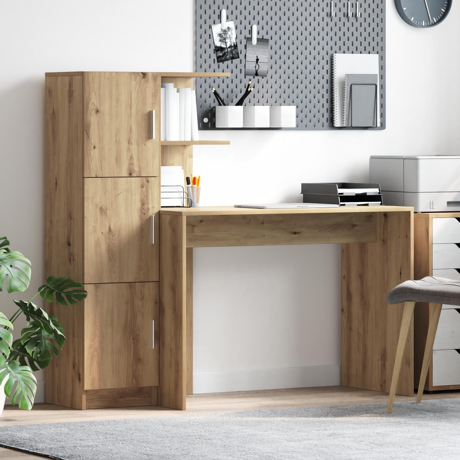 Skrivebord med opbevaring 2 stk artisan eg 102 x 50 x 124 cm