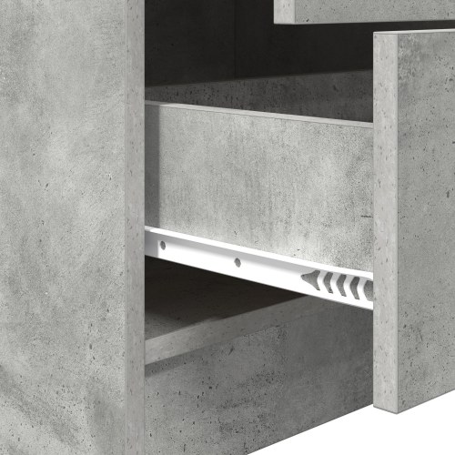 Skrivebord med reol og 2 skuffer - beton grå