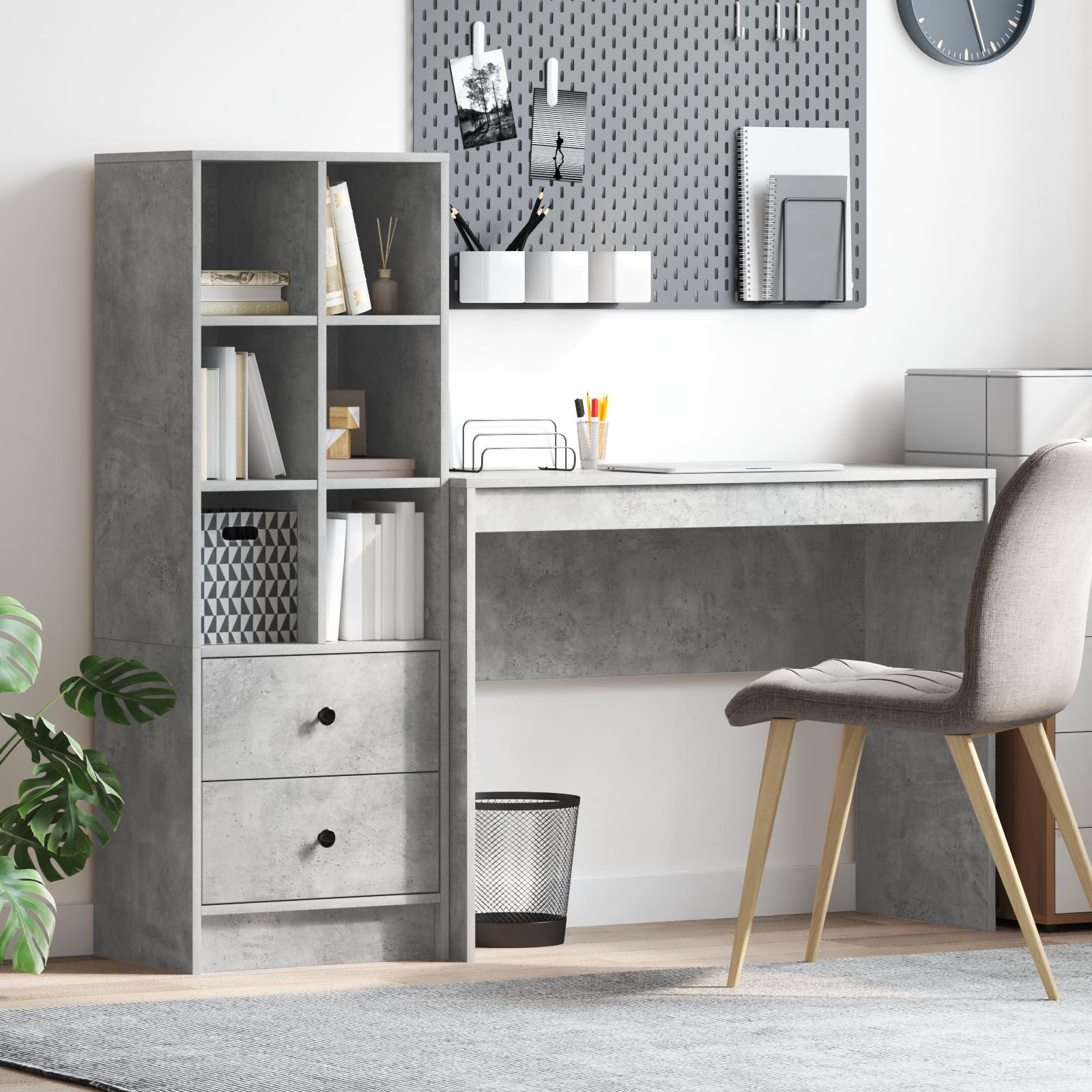 Skrivebord med opbevaring 2 stk Beton Grå 100 x 40 x 76 cm