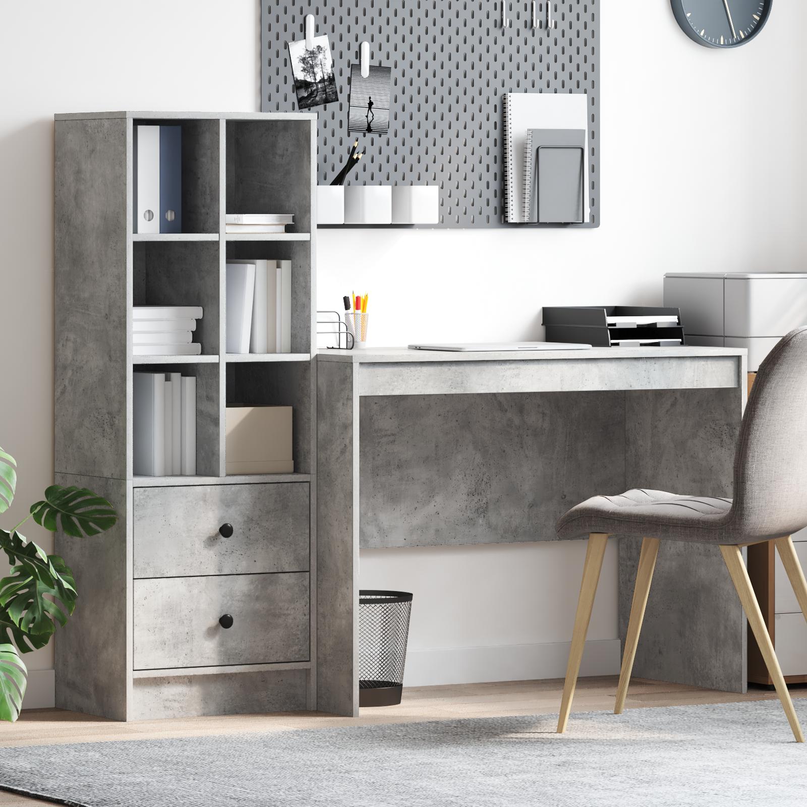 Skrivebord med opbevaring 2 stk Beton Grå 100 x 50 x 76 cm