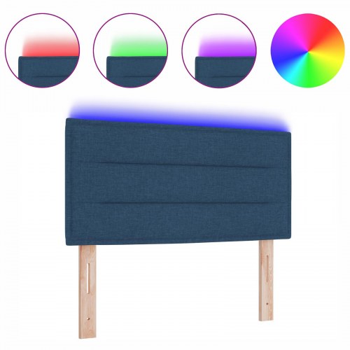 LED-sengegavl blå 90 cm i stof