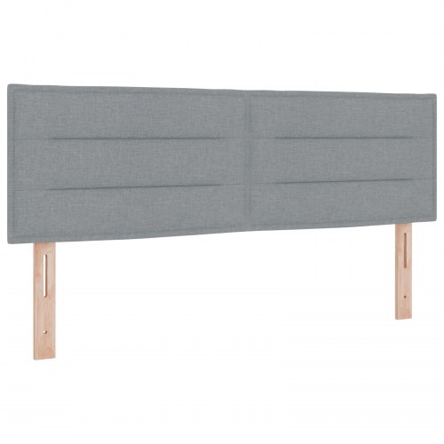Sengegavl med LED-lysstrimler - lysegrå, 144 cm