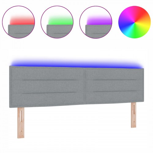 Sengegavl med LED-lysstrimler - lysegrå, 144 cm
