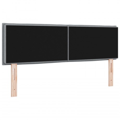 Sengegavl med LED-lysstrimler - lysegrå, 144 cm