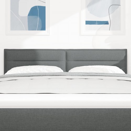 LED-sengegavl med RGB-lysstrimler - mørkegrå, 144 cm
