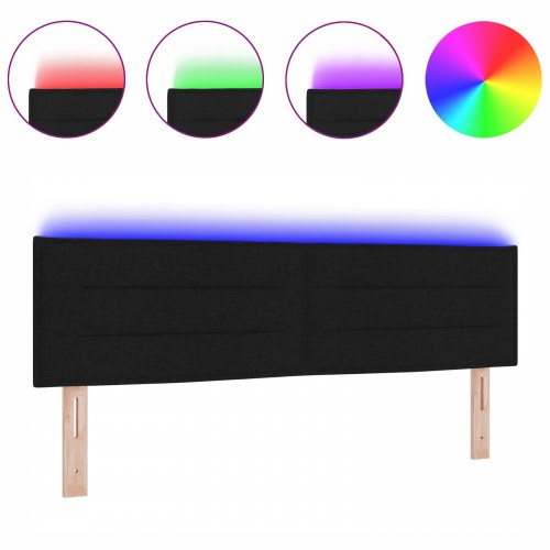LED-sengegavl i stof - sort, 144 cm
