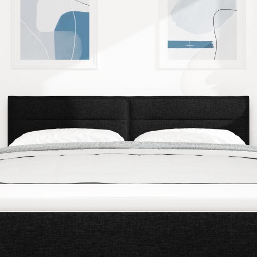 LED-sengegavl i stof - sort, 144 cm
